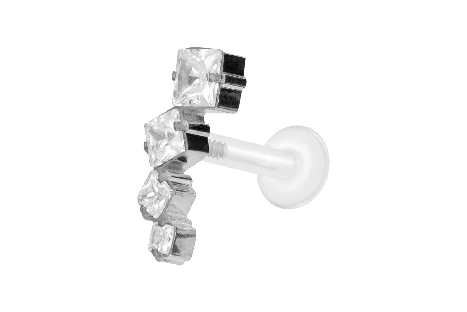 PTFE Labret Piercing mit Innengewinde + Titan-Aufsatz KRISTALLBOGEN